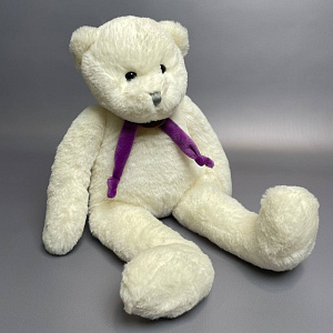 Медведь 40 см белый/фиолетовый